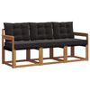 vidaXL Set de canapele de exterior cu pernă 3 pcs Natural și Negru