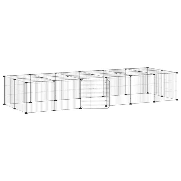 vidaXL Cușcă animale de companie cu ușă 28 panouri negru 35x35 cm oțel