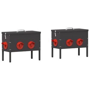 vidaXL Feeder pentru pui 2 pcs Negru 41,5 x 20,5 x 33 cm