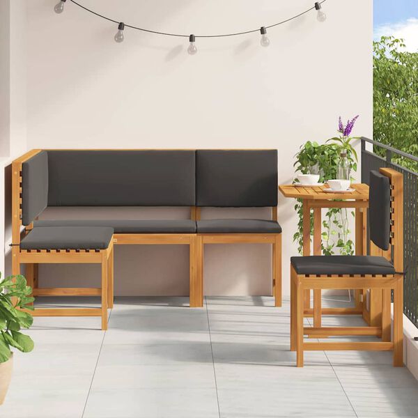 vidaXL Set de Bănci pentru Grădină 4 pcs Maro Lemn Solid de Acacia