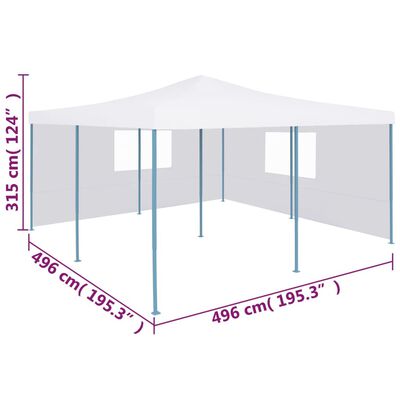 vidaXL Pavilion pliabil cu 2 pereți laterali, alb, 5 x 5 m