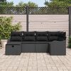 vidaXL Set de canapele pentru grădină cu pernă 6 pcs Negru Rattan poli