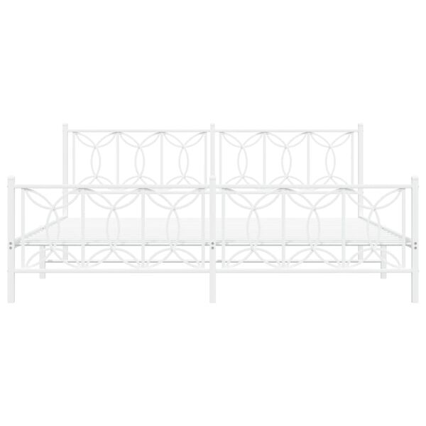 vidaXL Cadru de pat metalic cu tăblie, alb, 200x200 cm