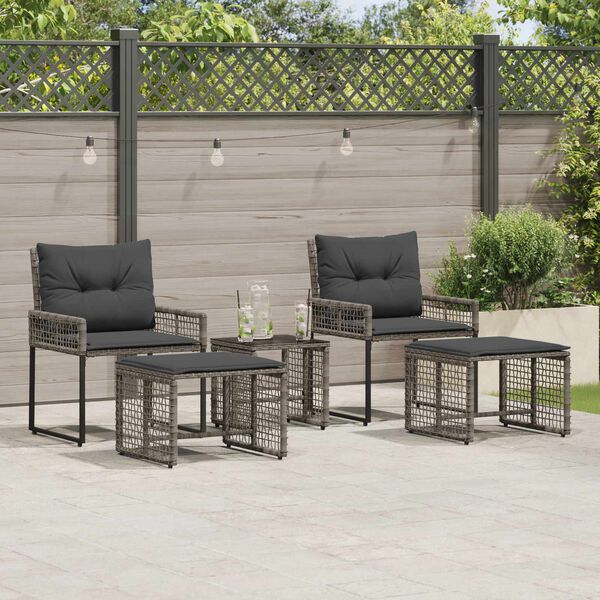 vidaXL Set de Mobilier pentru Exterior cu pernă 5 pcs Gri