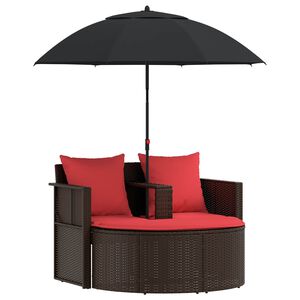 vidaXL Canapea de grădină Maro și roșu 168 x 168 x 180 cm poliratan