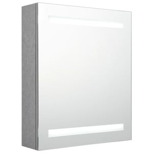 vidaXL Dulap de baie cu oglindă și LED, gri beton, 50x14x60 cm