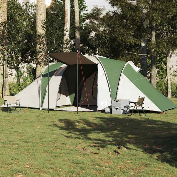 vidaXL Cort de camping cupolă pentru 6 persoane, verde, impermeabil