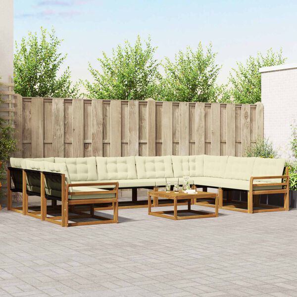 vidaXL Set de canapele de exterior cu pernă 10 pcs Natural și Crem