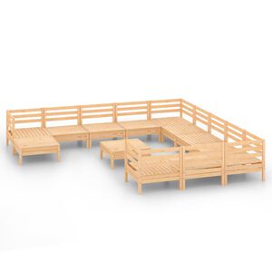 vidaXL Set mobilier de grădină, 13 piese, lemn masiv de pin