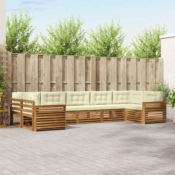 vidaXL Set de canapele de exterior cu pernă 7 pcs Natural și Crem