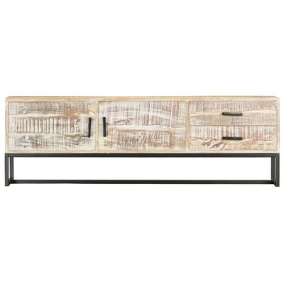vidaXL Comodă TV, 140 x 30 x 45 cm, alb, lemn masiv de acacia