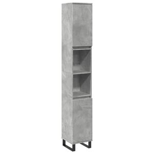 vidaXL Dulap de baie, gri beton, 30x30x190 cm, lemn prelucrat