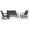 vidaXL Set mobilier grădină planor, 3 piese, negru, textilenă și oțel