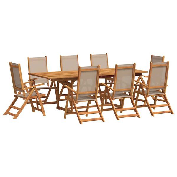 vidaXL Set mobilier de grădină, 9 piese, lemn masiv acacia/textilenă