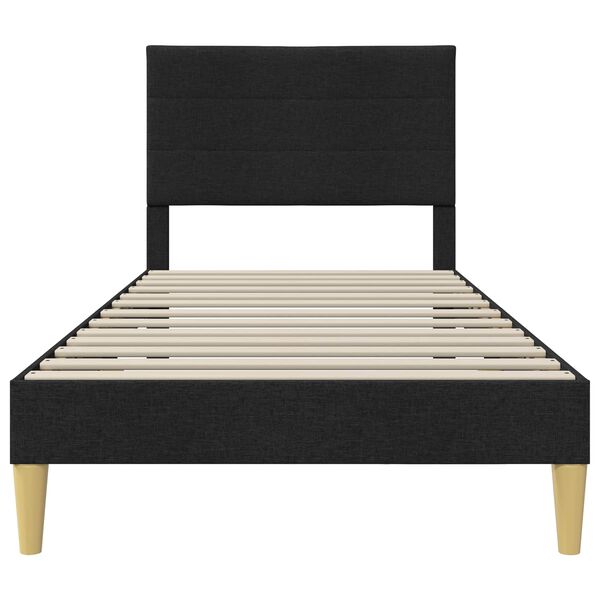 vidaXL Cadru de pat cu headboard Negru 90 x 190 cm țesătură