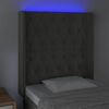 vidaXL Tăblie de pat cu LED, gri închis, 83x16x118/128 cm, catifea