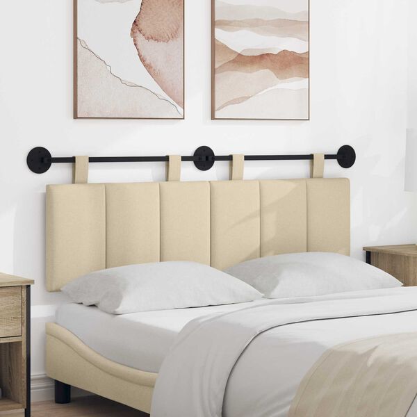 vidaXL Cap de pat suspendat Pe perete Crem 150 x 55 x 5 cm țesătură