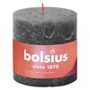 Bolsius Lum&acirc;nări bloc rustice Shine, 3 buc., gri &icirc;ntunecat, 100x100 mm