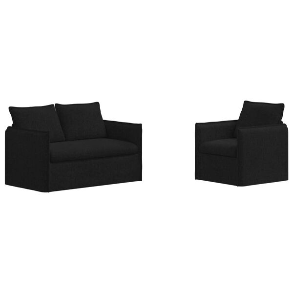 vidaXL Set de canapea 2 pcs Negru 196 x 82 x 85 cm țesătură