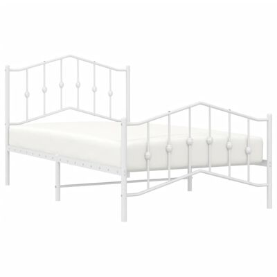 vidaXL Cadru de pat metalic cu tăblie de cap/picioare  alb, 100x190 cm