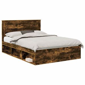 vidaXL Cadru de pat Stejar fumuriu 160 x 200 cm Lemn de pin masiv