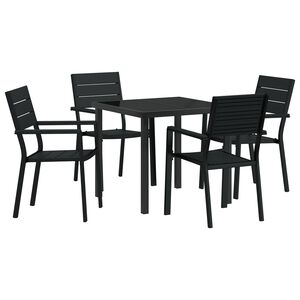vidaXL Set de masă pentru grădină 5 pcs Negru HDPE