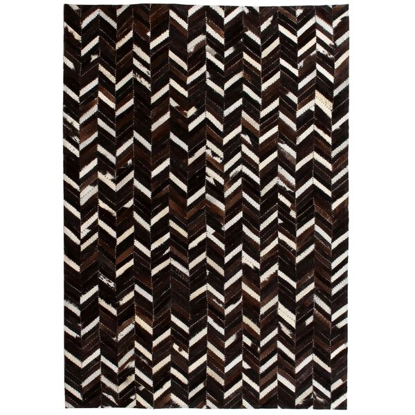vidaXL Covor piele naturală, mozaic, 80x150 cm zig-zag Negru/Alb