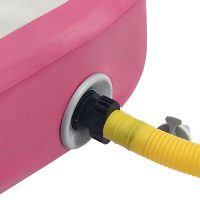 vidaXL Saltea gimnastică gonflabilă cu pompă roz 600x100x20 cm PVC