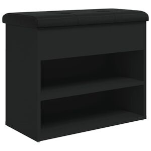 vidaXL Bancă de pantofi, negru, 62x32x50 cm, lemn prelucrat