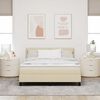 vidaXL Pat cu arcuri cu saltea cu headboard Crem 140 x 190 cm țesătură