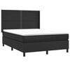 vidaXL Pat box spring cu saltea, negru, 140x190 cm, piele ecologică