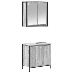 vidaXL Set mobilier de baie, 2 piese, gri sonoma, lemn prelucrat