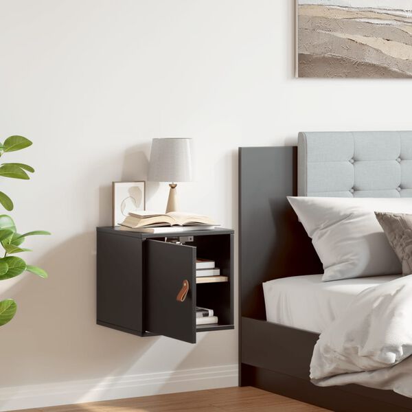 vidaXL Dulap de perete, negru, 31,5x30x30 cm, lemn masiv de pin