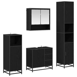 vidaXL Set de mobilier pentru baie 4 pcs Stejar Negru Lemn compozit