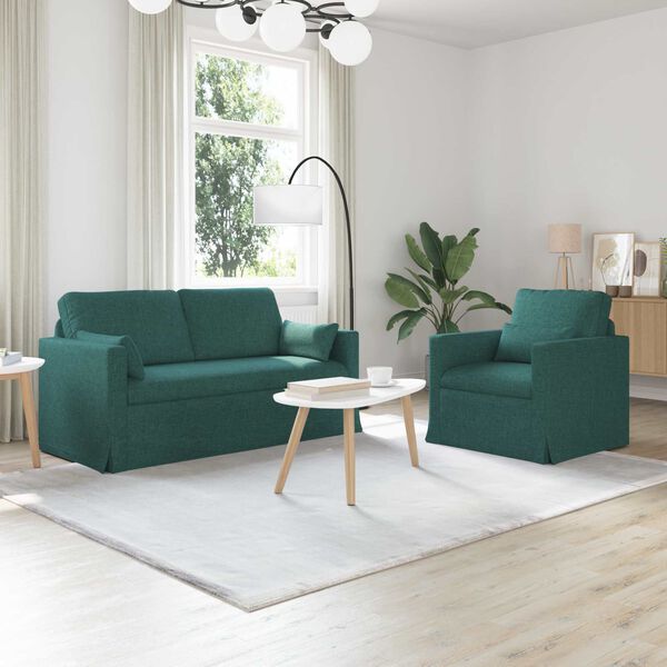 vidaXL Canapea 2 pcs Verde &icirc;nchis 158 x 78 x 80 cm țesătură