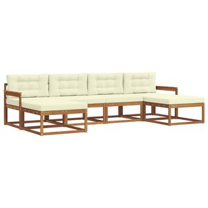 vidaXL Set de canapele de exterior cu pernă 6 pcs Natural și Crem