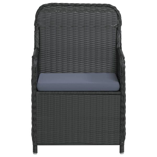 vidaXL Set mobilier de grădină cu perne, 3 piese, negru