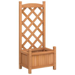 vidaXL Jardinieră cu spalier, maro, 40x30x90 cm, lemn masiv de brad