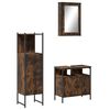 vidaXL Set mobilier de baie, 3 piese, stejar fumuriu, lemn prelucrat