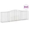 vidaXL Coșuri gabion arcuite 15 buc, 400x50x120/140cm, fier galvanizat