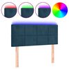 vidaXL Tăblie de pat cu LED, albastru &icirc;nchis, 100x5x78/88 cm, catifea