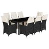 vidaXL Set mobilier de grădină cu perne, 9 piese, negru, poliratan