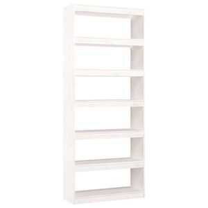 vidaXL Bibliotecă/Separator cameră, alb, 80x30x199,5 cm lemn masiv pin