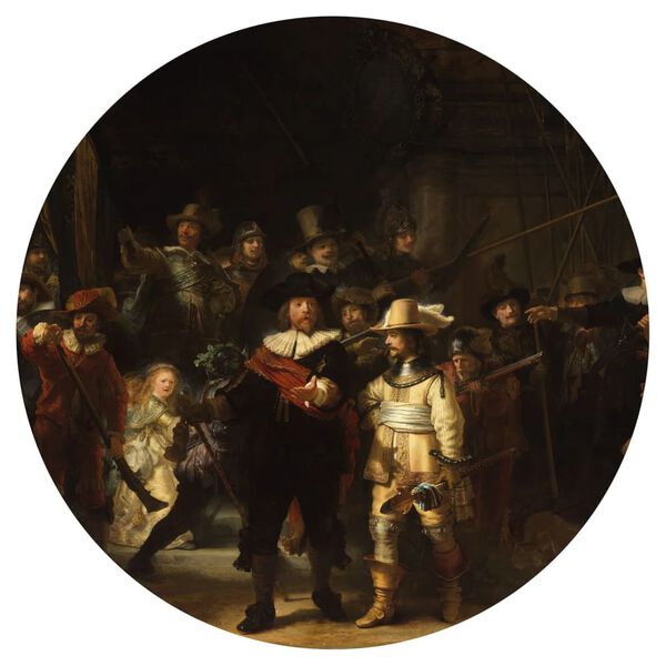 WallArt Tapet &icirc;n formă de cerc The Night Watch, 142,5 cm