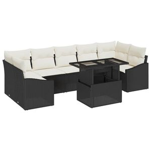 vidaXL Set de canapele pentru grădină 8 buc. Negru poliratan