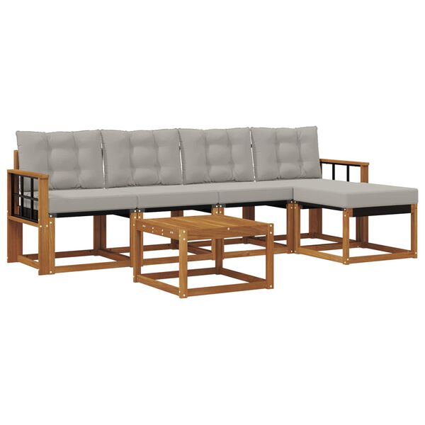 vidaXL Set de canapele de exterior 6 pcs Gri natural și deschis