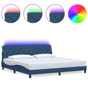 vidaXL Cadru de pat cu LED fără saltea Albastru 200x200 cm Material