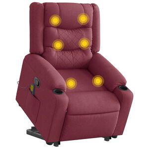 vidaXL Fotoliu rabatabil de masaj cu ridicare, roșu vin, textil