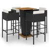 vidaXL Set mobilier bar de grădină cu perne, 5 piese, negru, poliratan