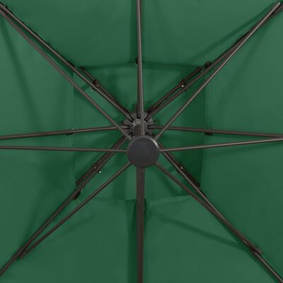 vidaXL Umbrelă suspendată cu înveliș dublu, verde, 300x300 cm